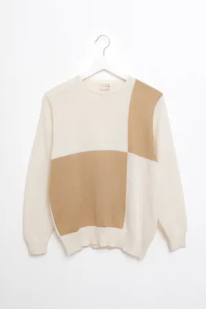 0066_VINTAGE CREAM BEIGE SQUARE KNIT