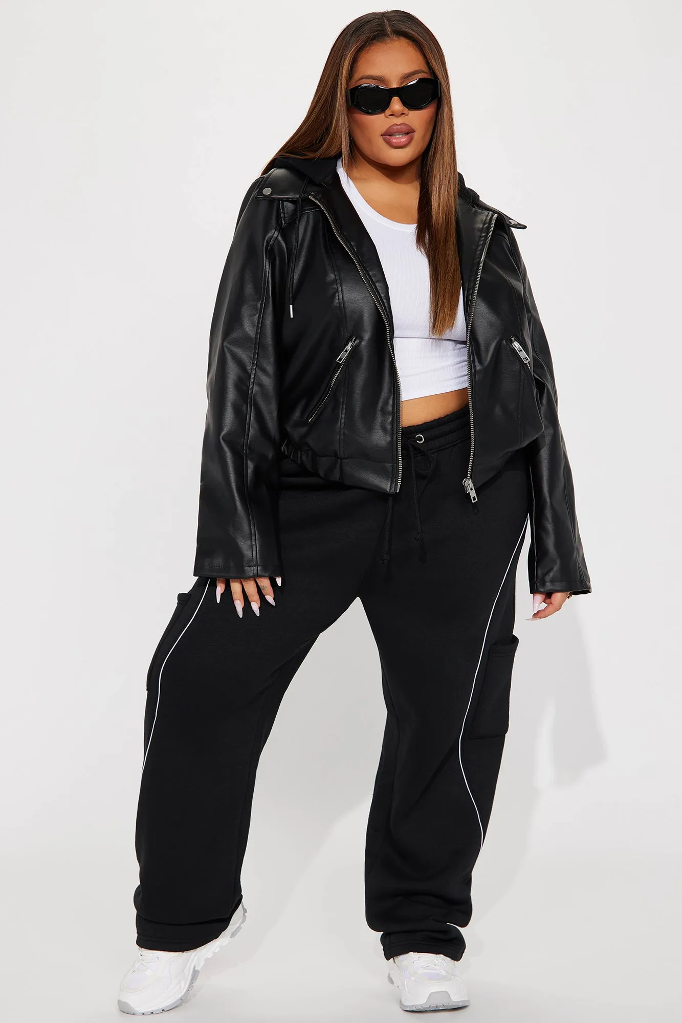 Adoring You Faux Leather Bomber Jacket - Black