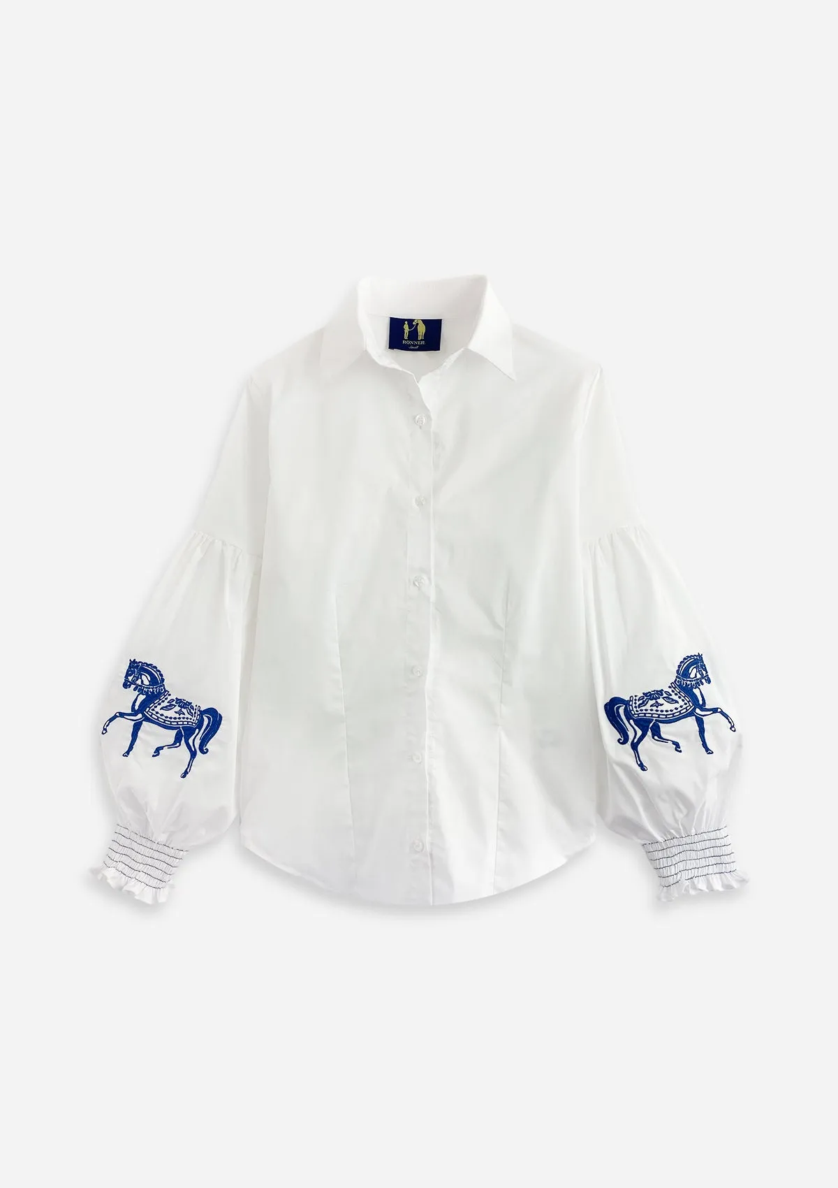 Annie Shirt Embroidered | White & Blue