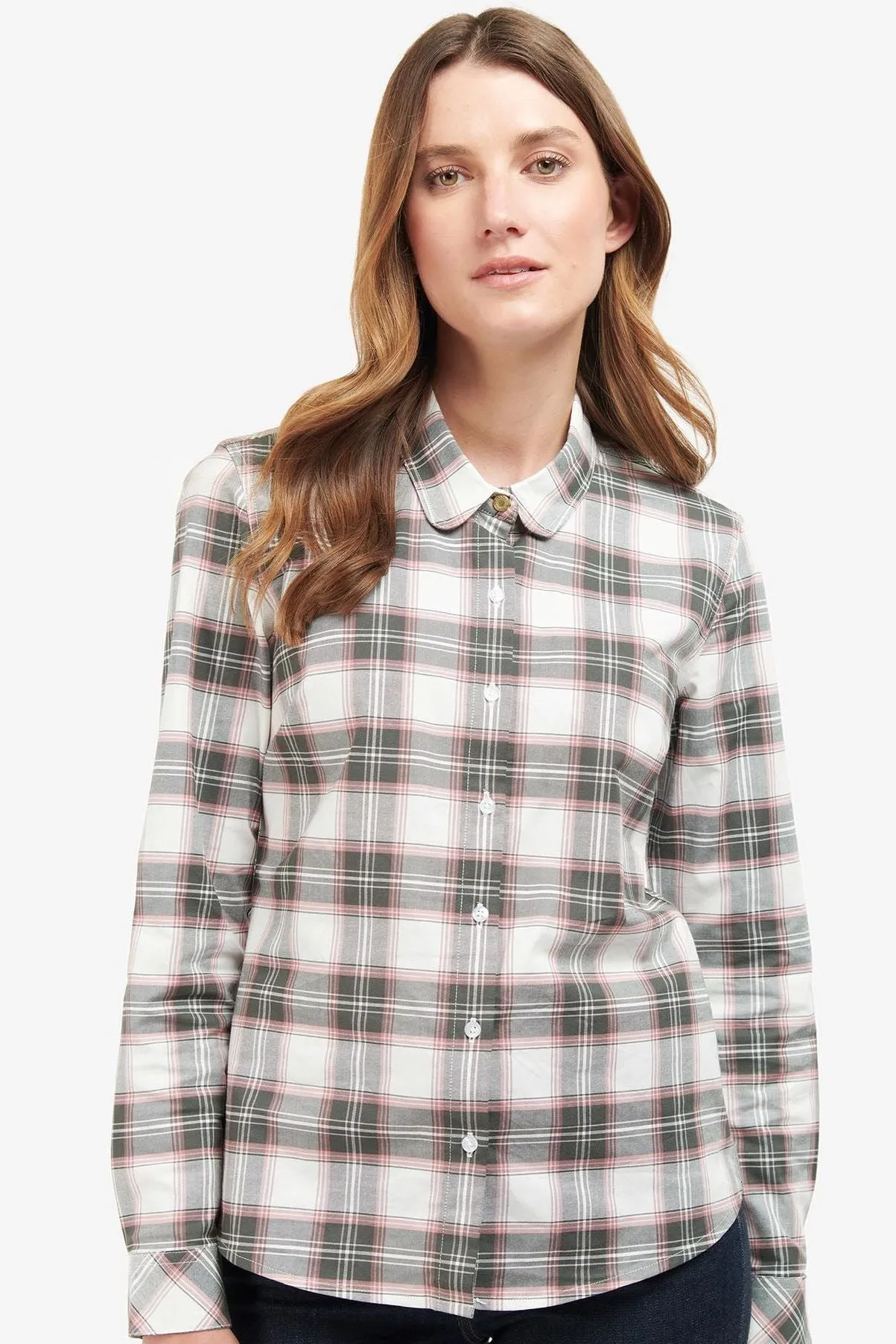 Barbour Ladies Shirt new Daphne in Cloud/Olive check LSH1540WH52