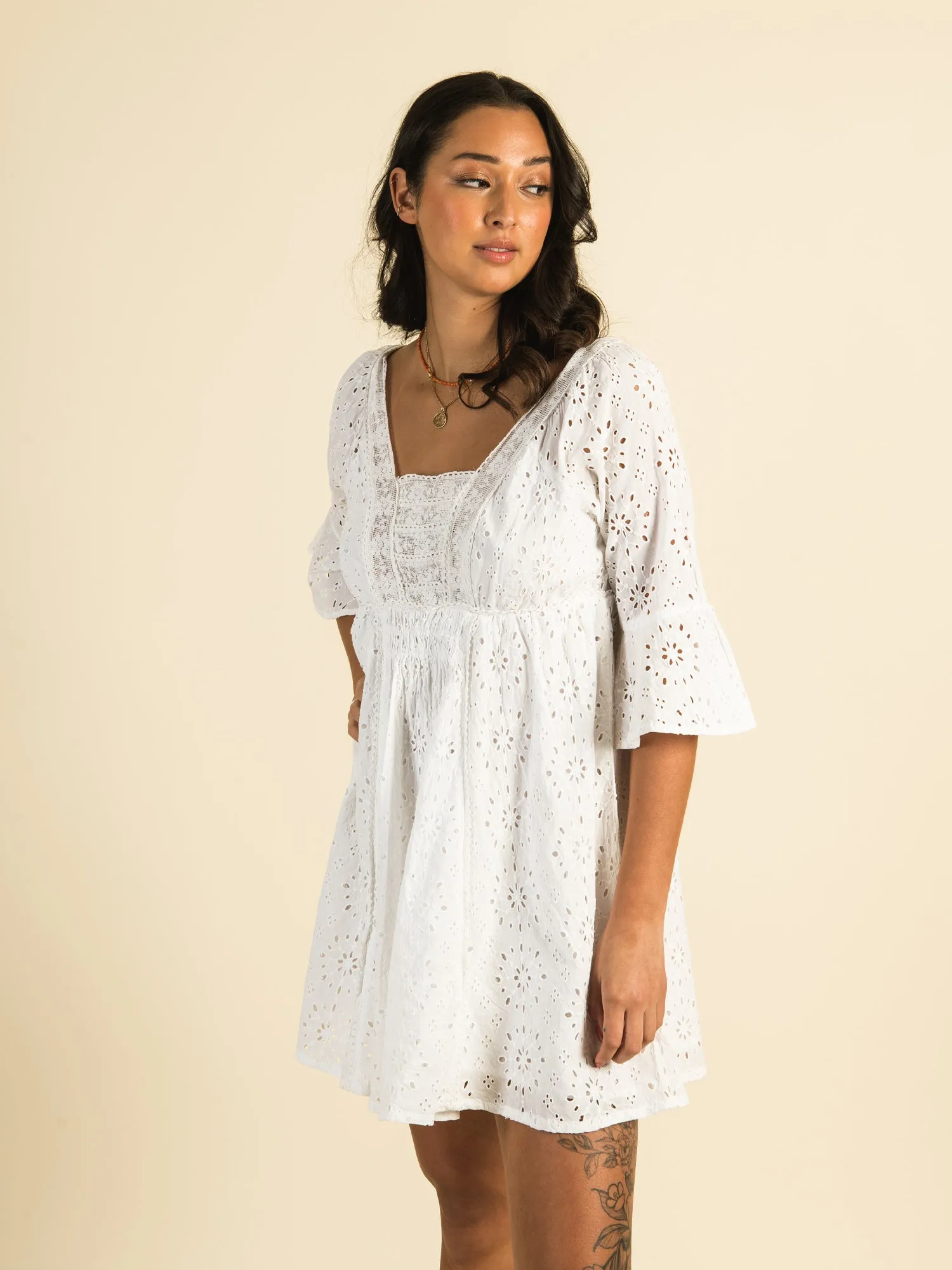 BILA77 ESPERANZA EYELET DRESS  - CLEARANCE