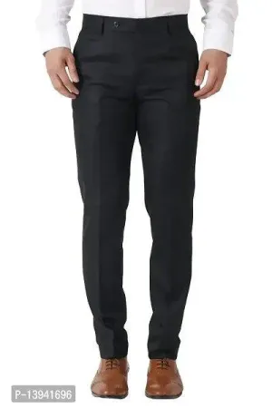 Black Cotton Blend High Rise For Men