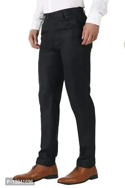 Black Cotton Blend High Rise For Men