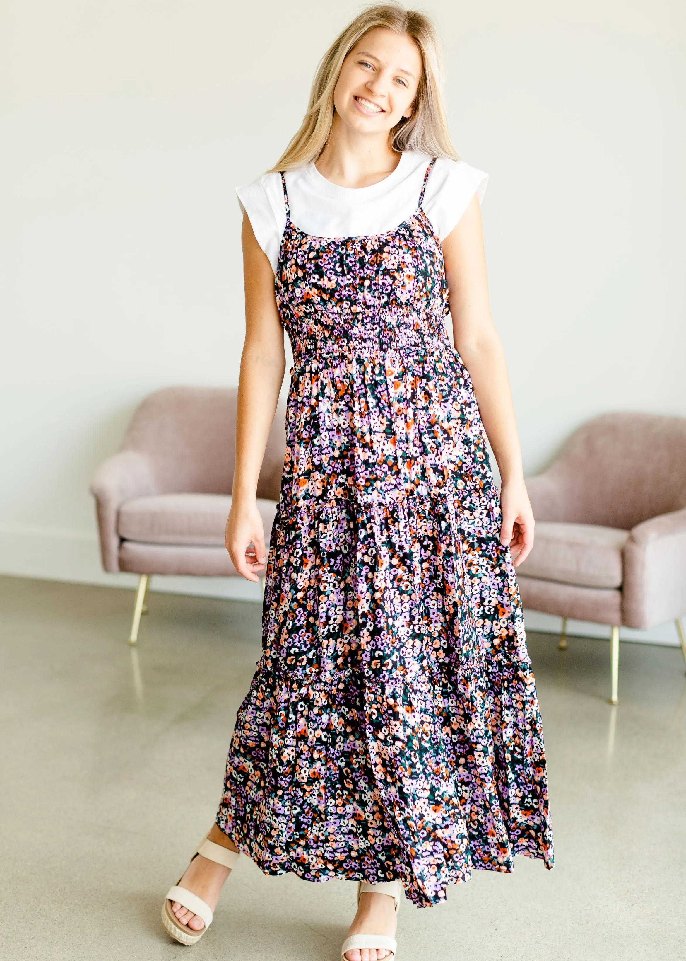 Black Tiny Floral Maxi Dress - FINAL SALE