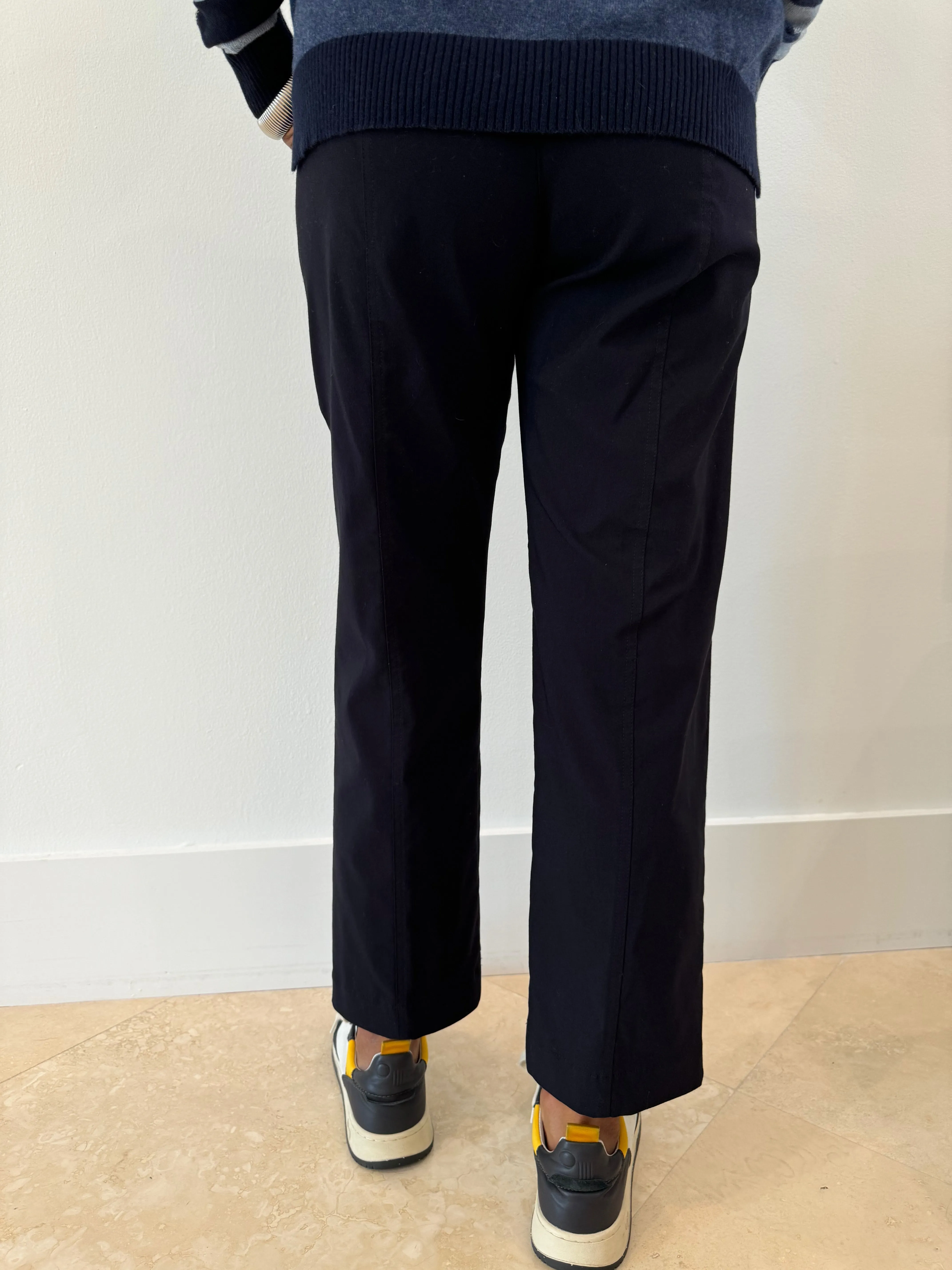 Crop Cargo Pants With Rivet Details - Navy