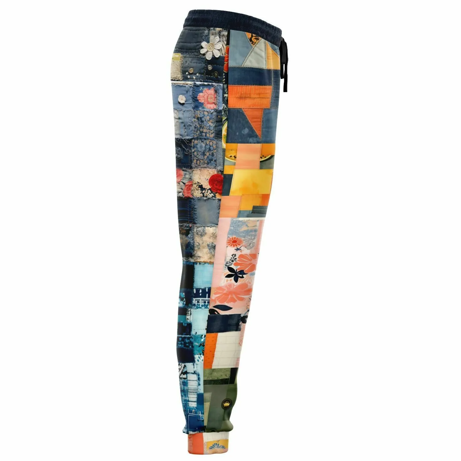 Devine Feminine Denim Patchwork Print Eco-Poly Unisex Joggers