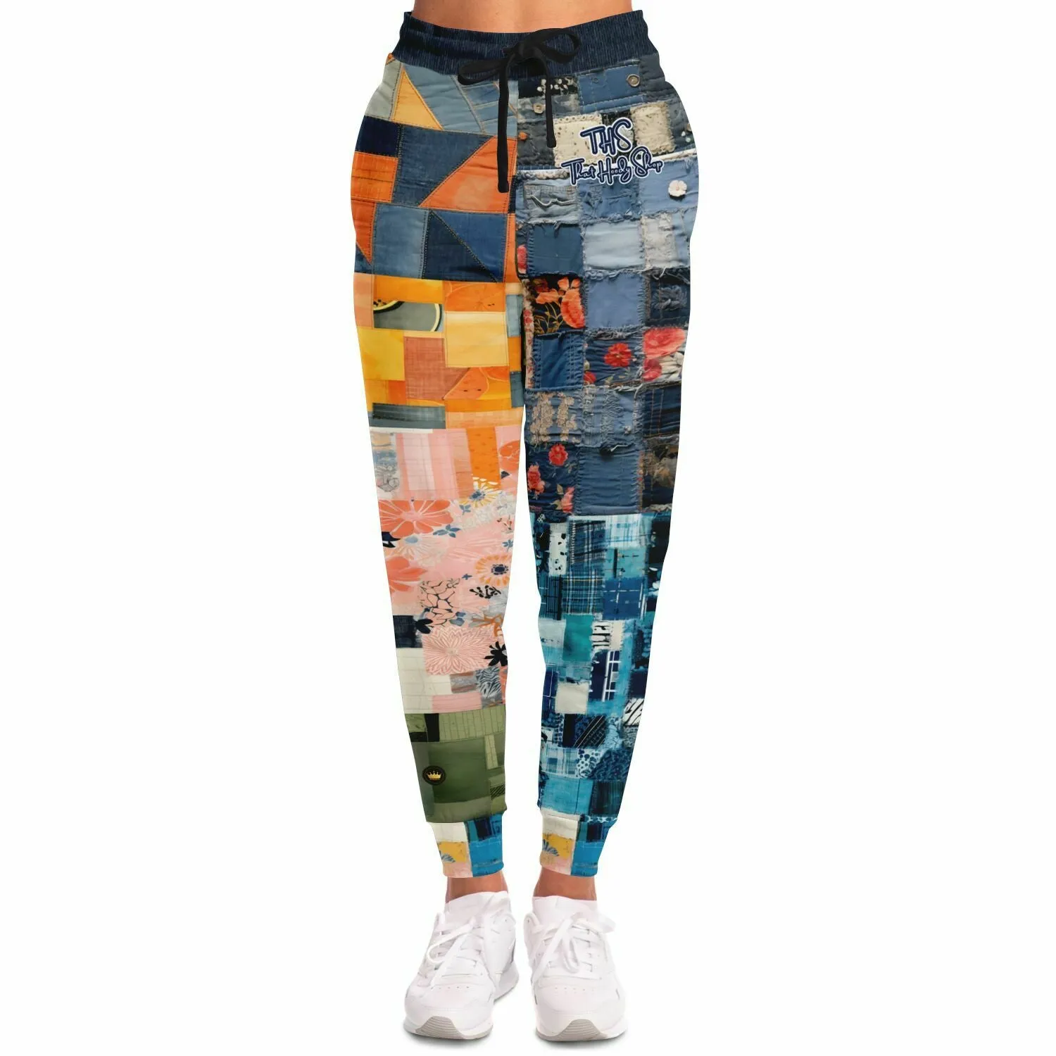 Devine Feminine Denim Patchwork Print Eco-Poly Unisex Joggers