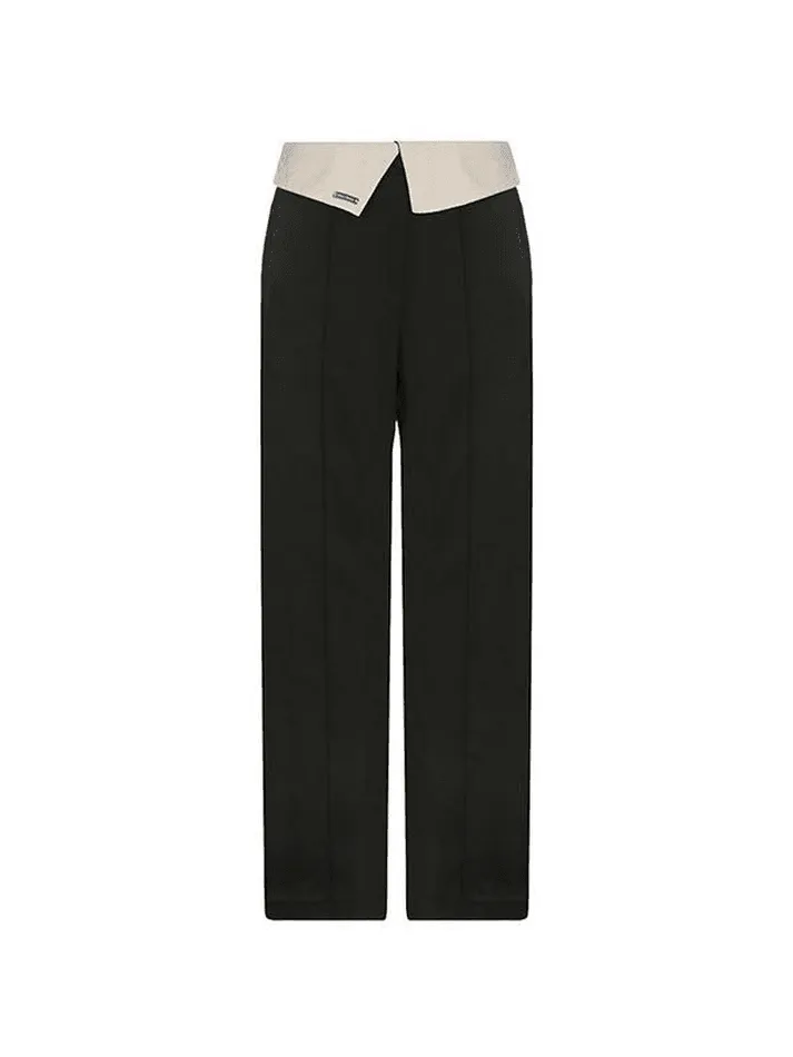 Folded High Waist Straight Leg Pants