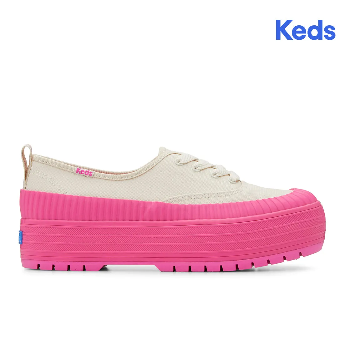 Keds Womens' The Platform Lug Weatherized Oatmeal/Pink (WF68106)