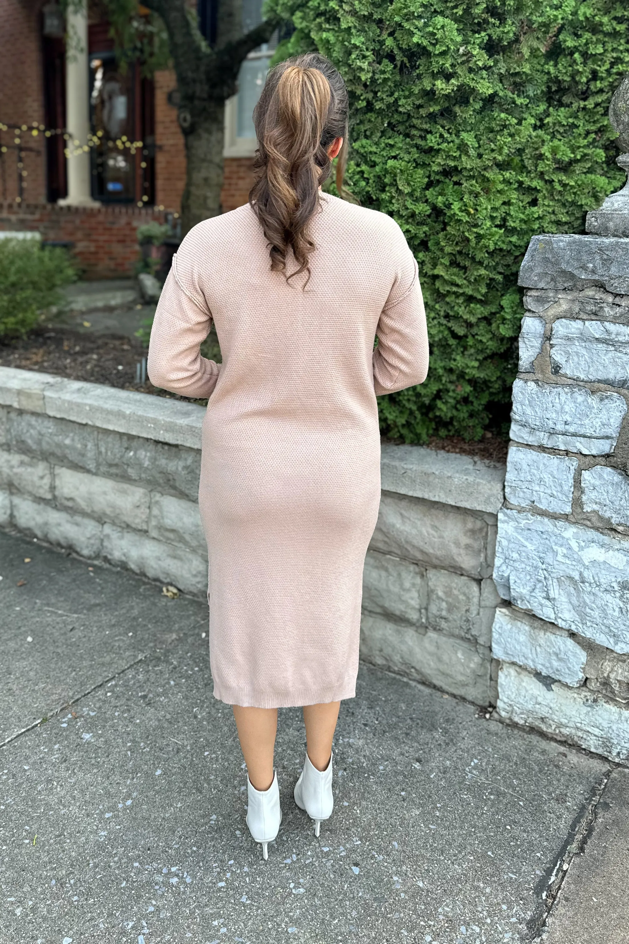 Kimber Midi Sweater Dress in Latte