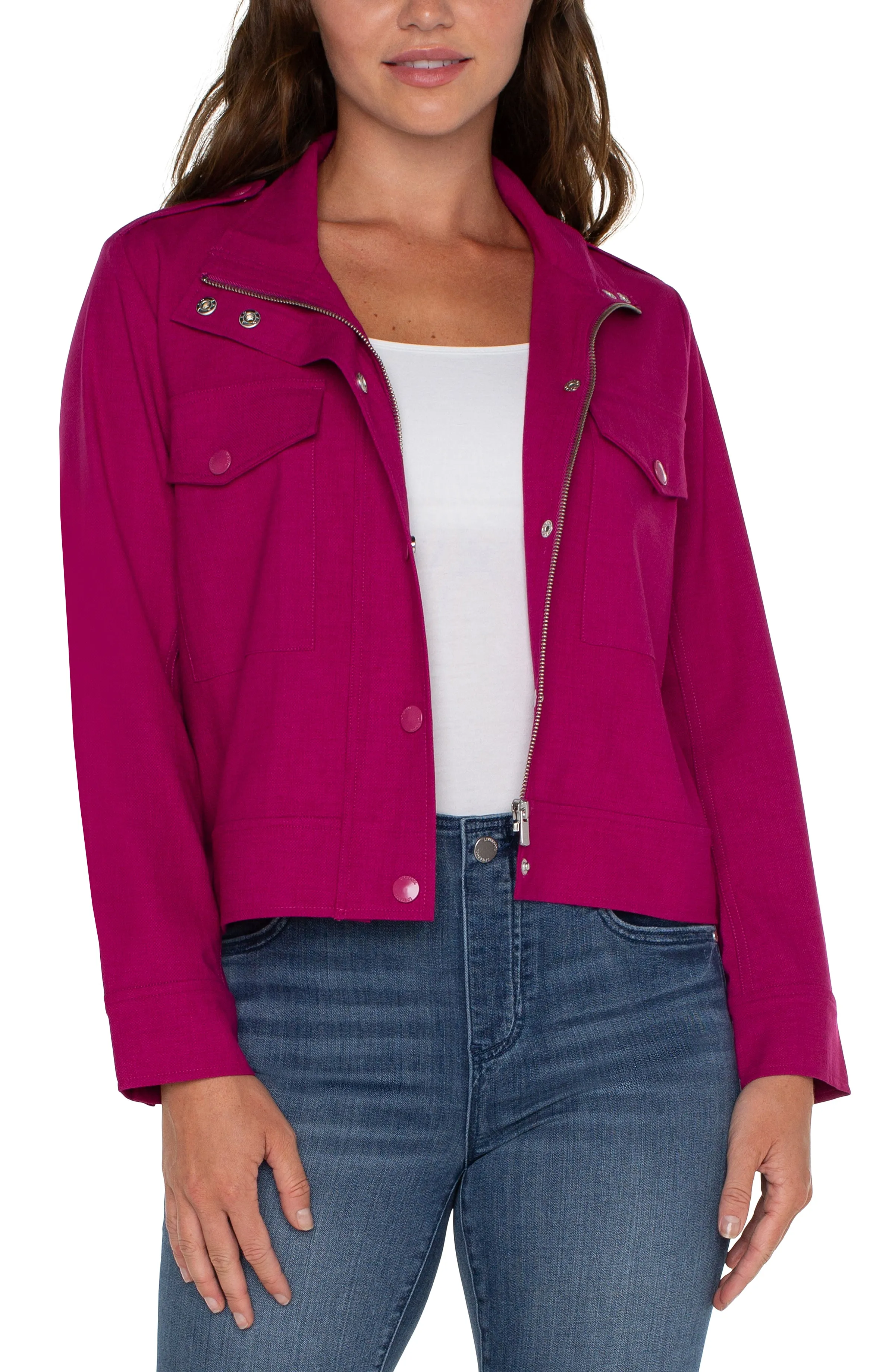 Liverpool Utility Crop Jacket (fuchsia kiss)