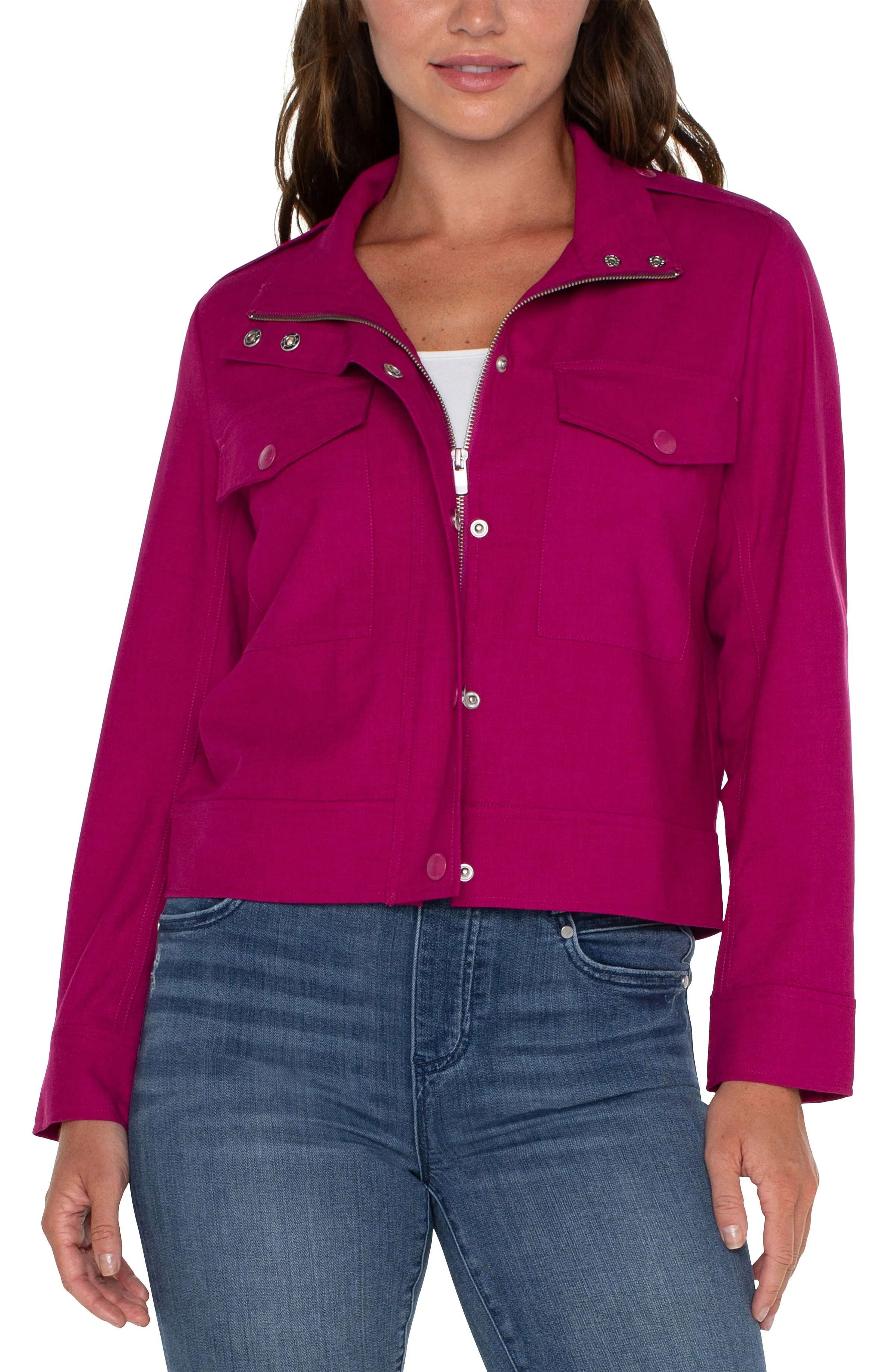 Liverpool Utility Crop Jacket (fuchsia kiss)