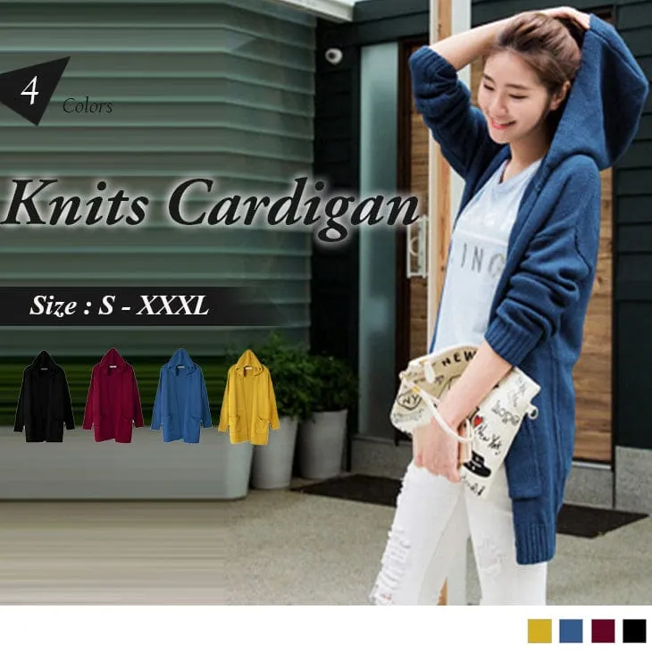 LONG SLEEVE LONGLINE KNITS CARDIGAN