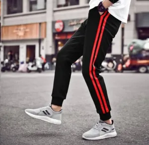 Men's Black Cotton Self Pattern Regular Fit Joggers