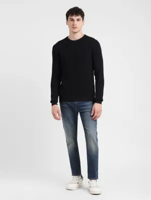 Men's Solid Black Crew Neck Sweater