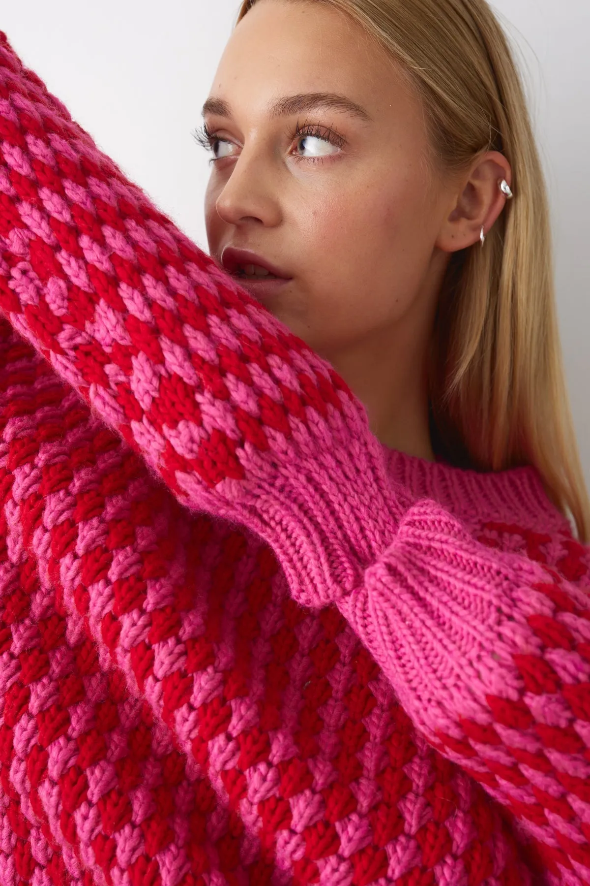 Noella Gio Knit Jumper in Red Pink Mix