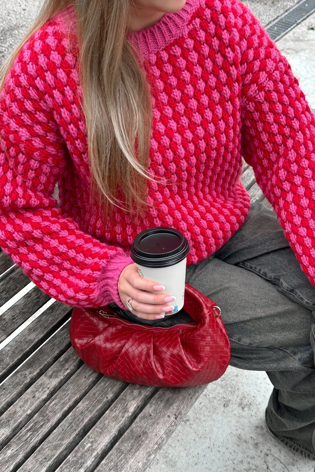 Noella Gio Knit Jumper in Red Pink Mix