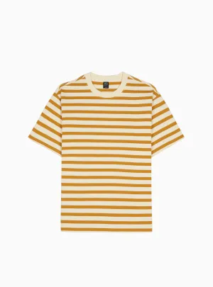 Organic T-shirt Gold & Ecru Stripe