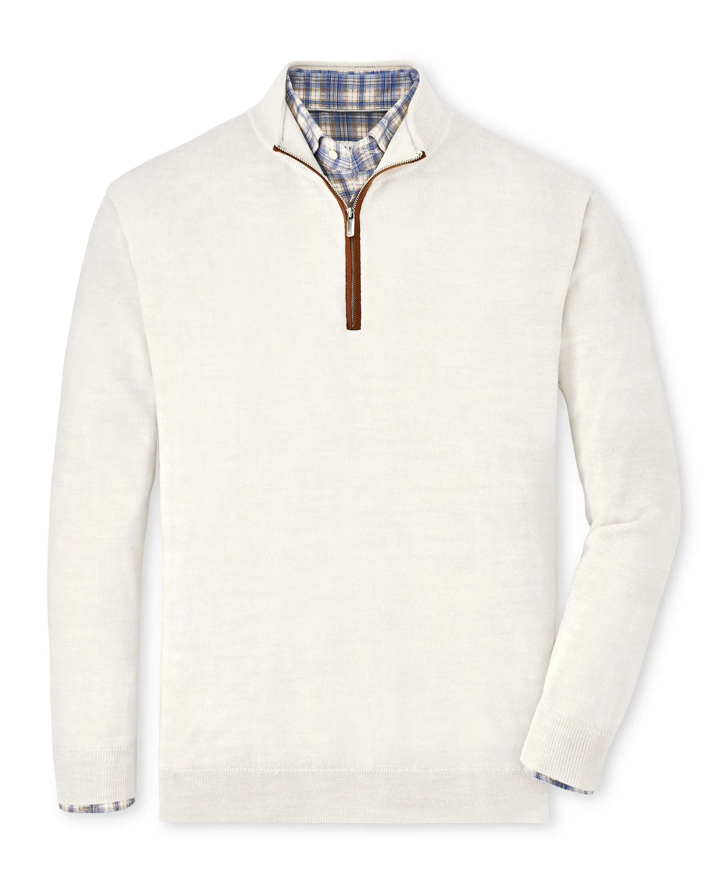 Peter Millar Suede Trim Quarter-Zip Sweater