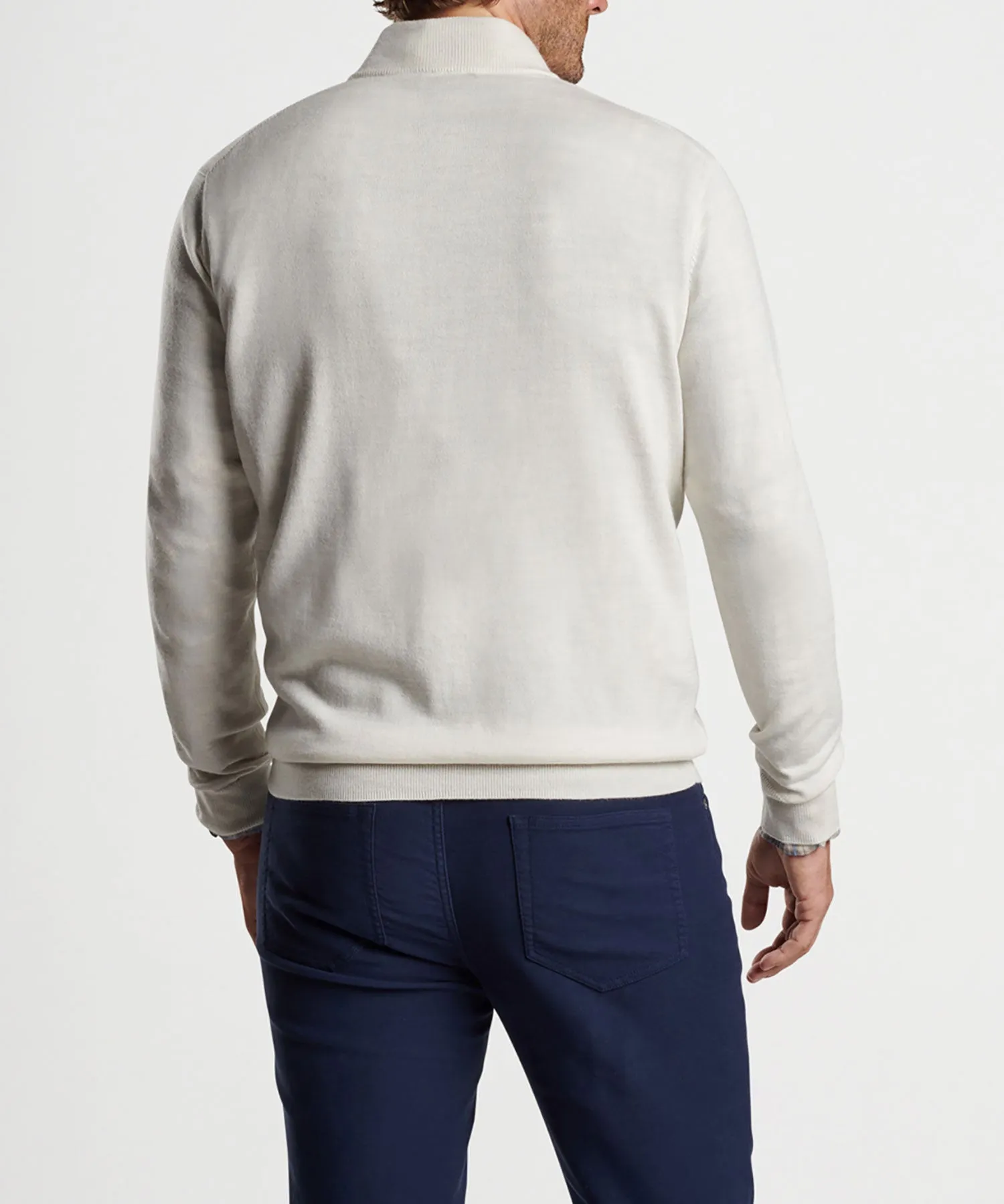 Peter Millar Suede Trim Quarter-Zip Sweater