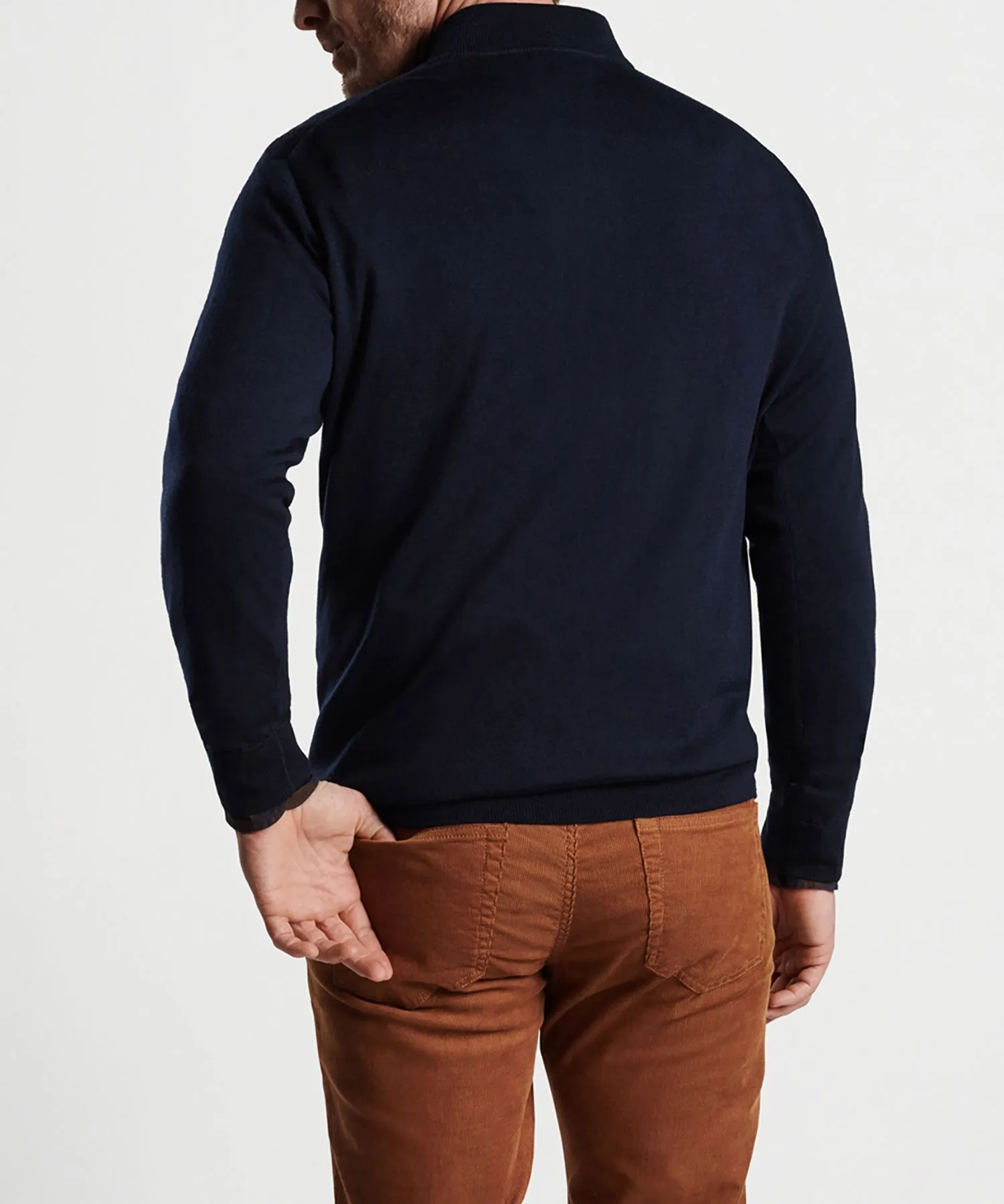 Peter Millar Suede Trim Quarter-Zip Sweater