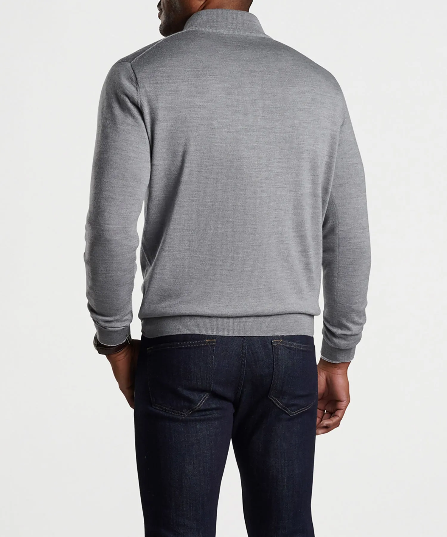 Peter Millar Suede Trim Quarter-Zip Sweater