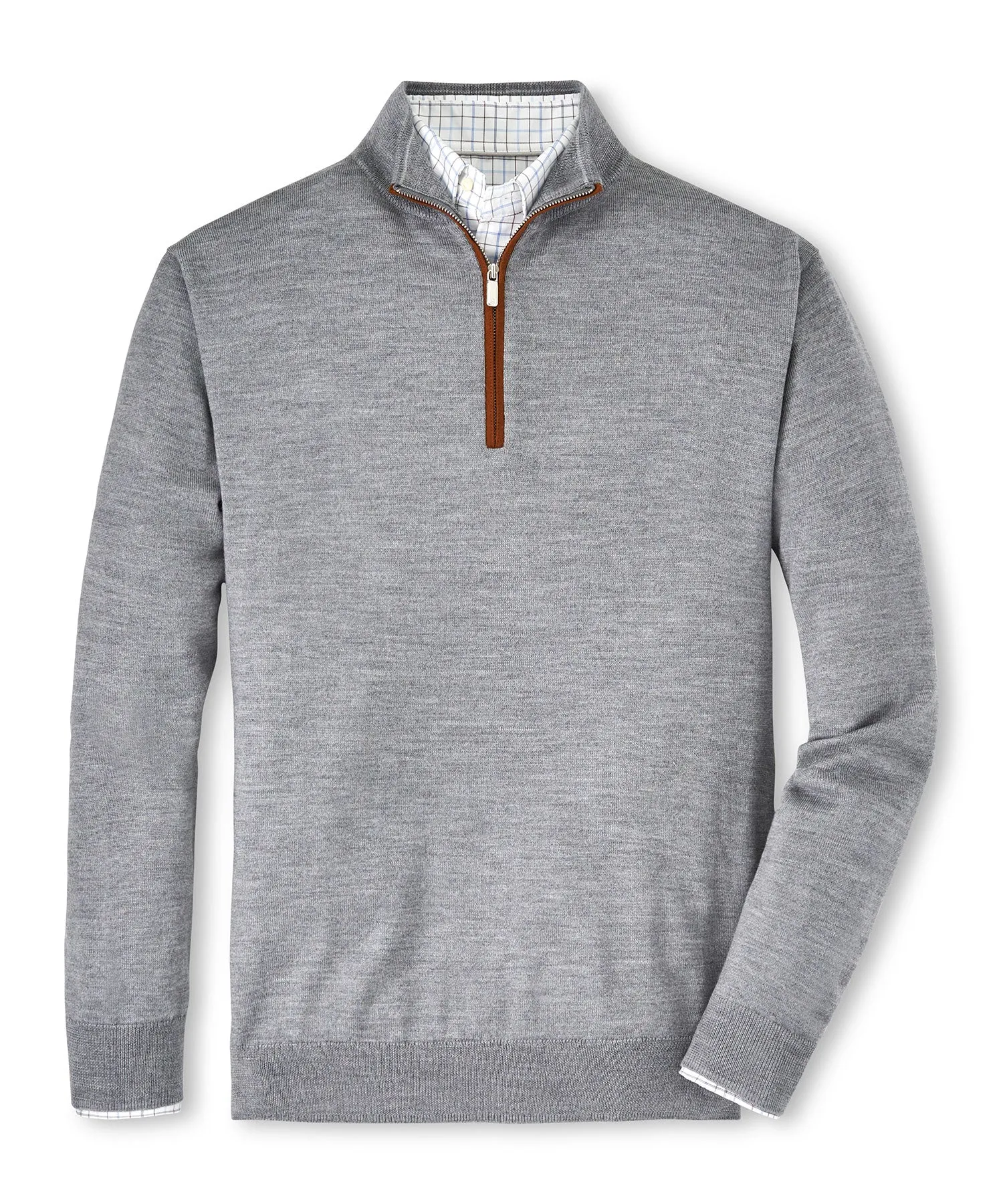 Peter Millar Suede Trim Quarter-Zip Sweater