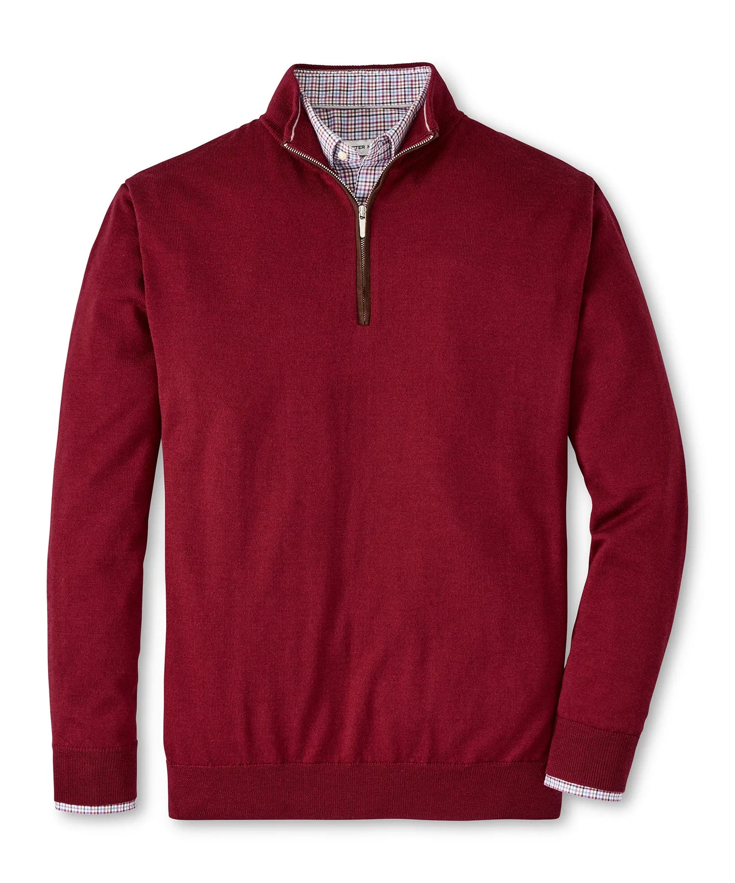 Peter Millar Suede Trim Quarter-Zip Sweater