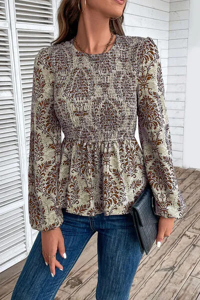 Phoebe Smocked Printed Balloon Sleeve Blouse | 3 Colors