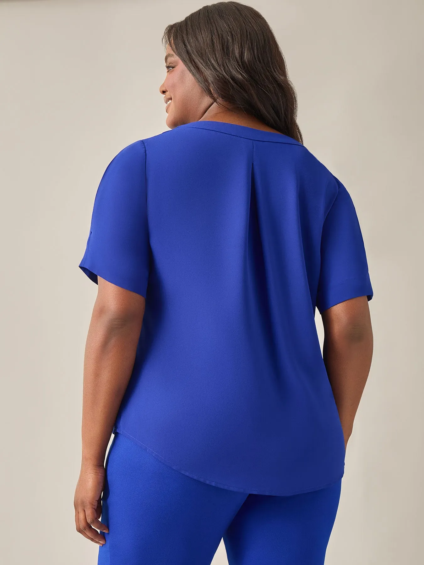 Plus Size Everyday V-Neck Blouse, Royal Signature