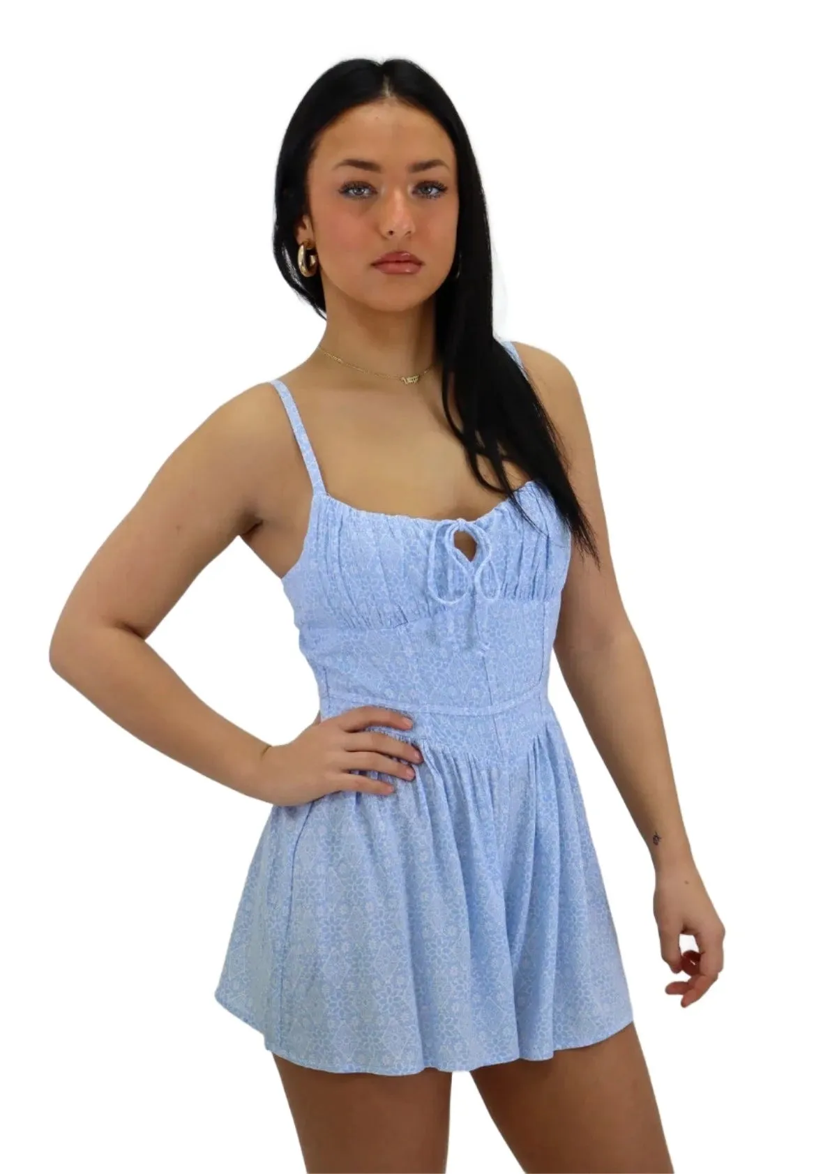 Rock N Rags - "Thousand Miles" Playsuit - Baby Blue - Floral Romper