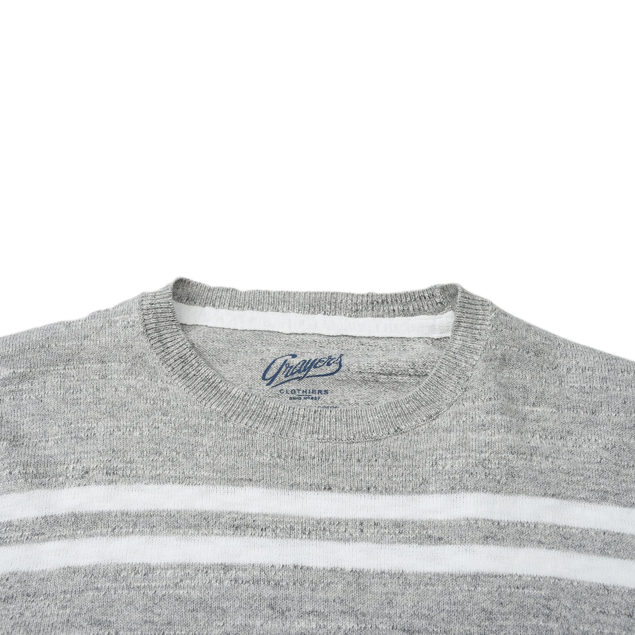 Shore Club Double Stripe Crew - Gray Heather Neutral Stripe