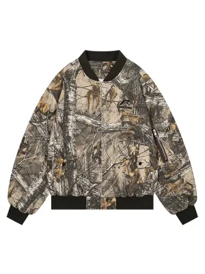 Thesupermade Leaf Camouflage Baseball Bomber Jacket