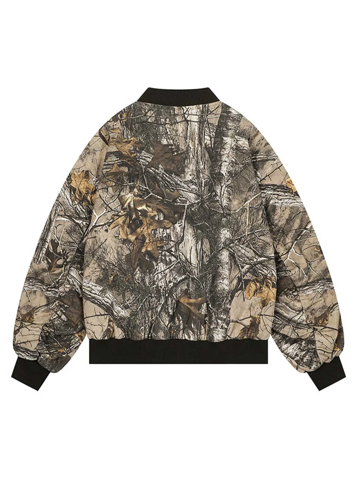 Thesupermade Leaf Camouflage Baseball Bomber Jacket